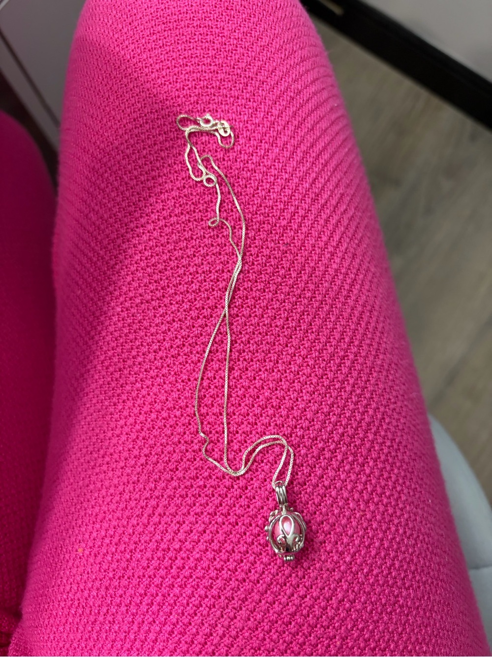 Sterling Silver Pink Pearl Locket Necklace